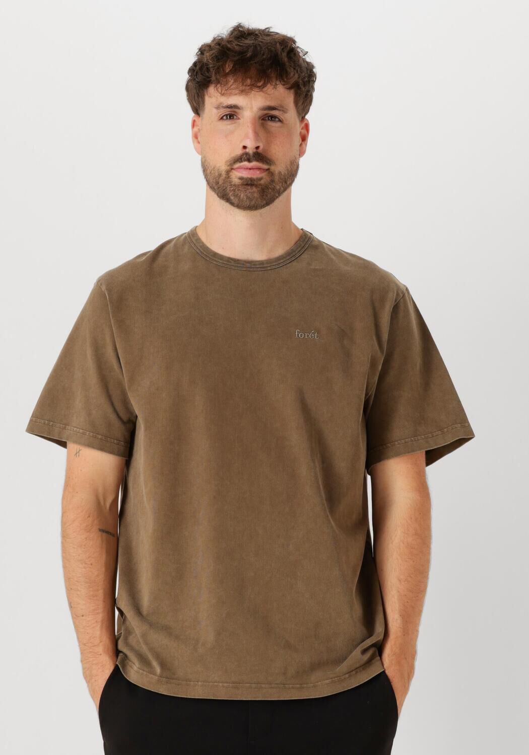 Forét T-Shirt Heren Oak Faded Wash T-shirt, Maat: S, Kleur: Olijf afbeelding 1