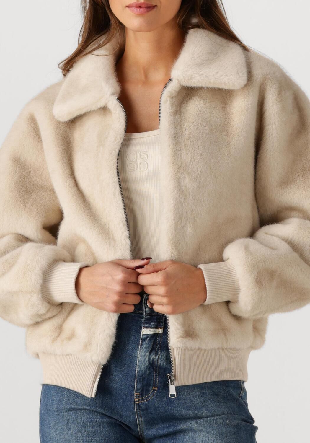Creme ALTER EGO Faux fur jas LINN - large