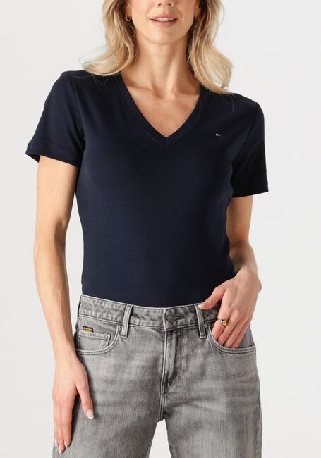 Donkerblauwe TOMMY HILFIGER T-shirt NEW SLIM CODY V-NK SS - large