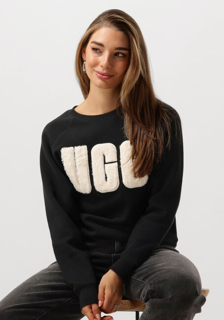 Zwarte UGG Sweater MADELINE FUZZY LOGO CREWNECK - large