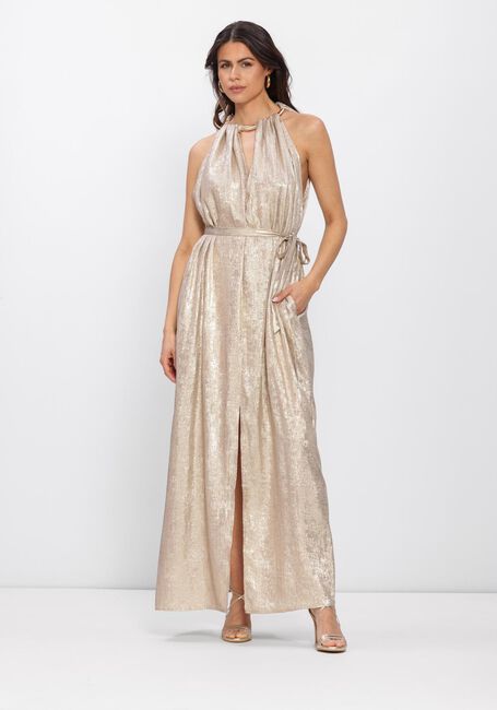 Beige DANTE6 Maxi jurk HEAVENLY METALLIC HALTER DRESS - large