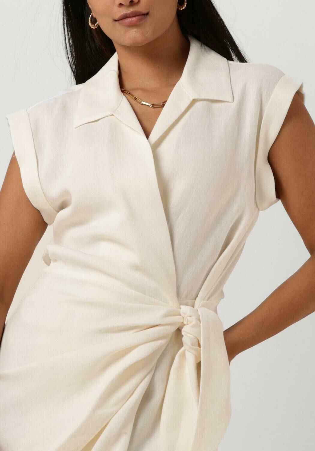 witte tommy hilfiger mini jurk linen sleeveless wrap dress
