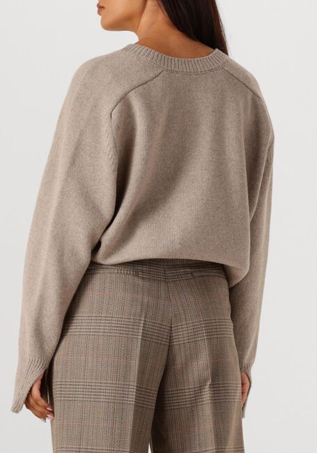 Taupe ROHE Trui CAPE V NECK WRAP JUMPER - large