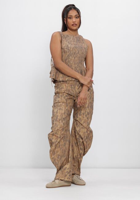 Groene GANNI Wijde broek COTTON LW TWISTED PANTS - large