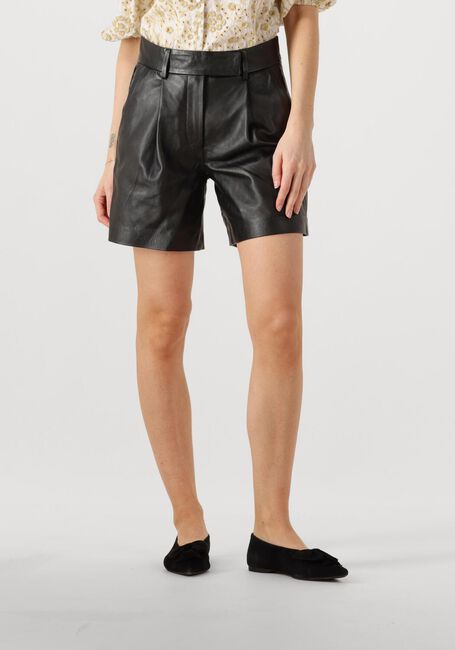 Zwarte CO'COUTURE Korte broek PHOEBECC LEATHER PLEAT SHORTS - large