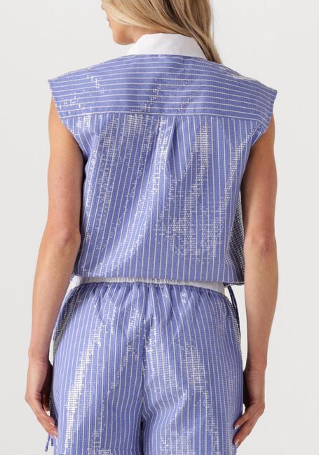 Blauwe DANTE6 Blouses ROSENY EMBELLISHED STRIPE SHIRT - large
