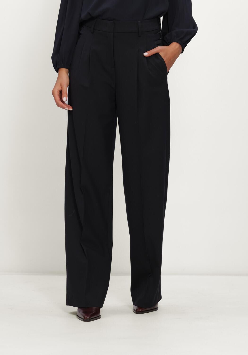 Donkerblauwe LUISA CERANO Wijde broek WIDELEG-PANTS AUS WOLL-MIX - large
