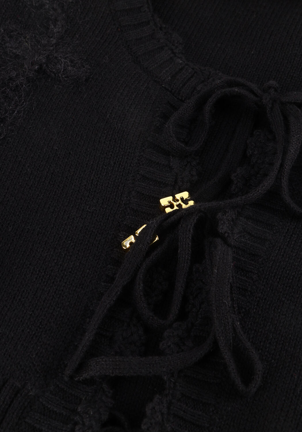 Zwarte GANNI Top COTTON CASHMERE CROCHET APPLIQUE VEST - large