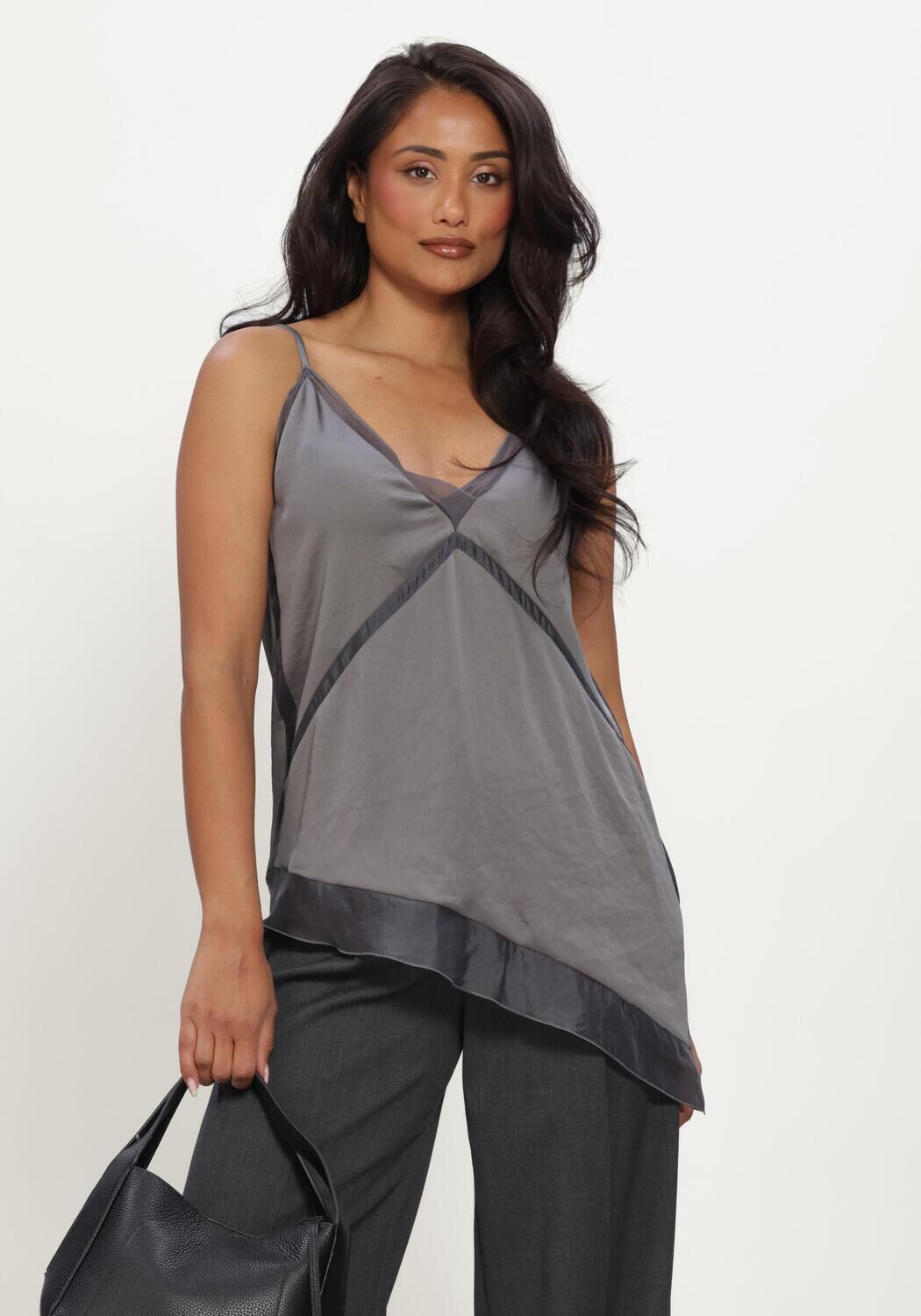 Grijze LUISA CERANO Top SATIN-ORGANZA-TOP - large