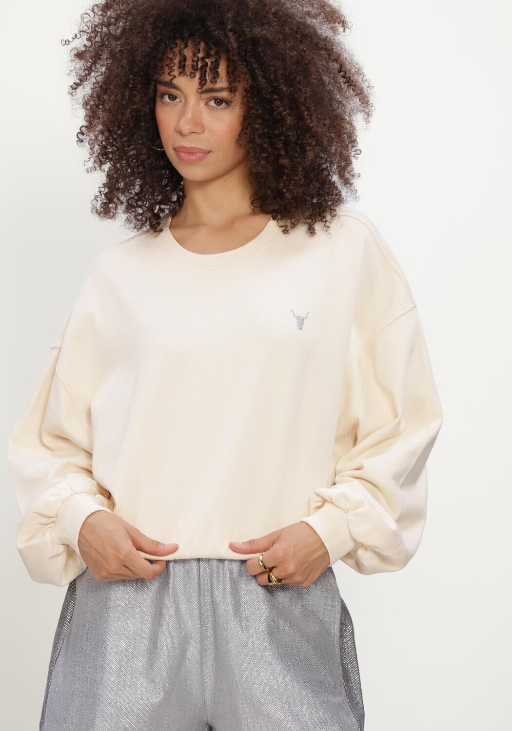 Creme ALIX THE LABEL Sweater LADIES KNITTED OVERSIZED SWEATER - large