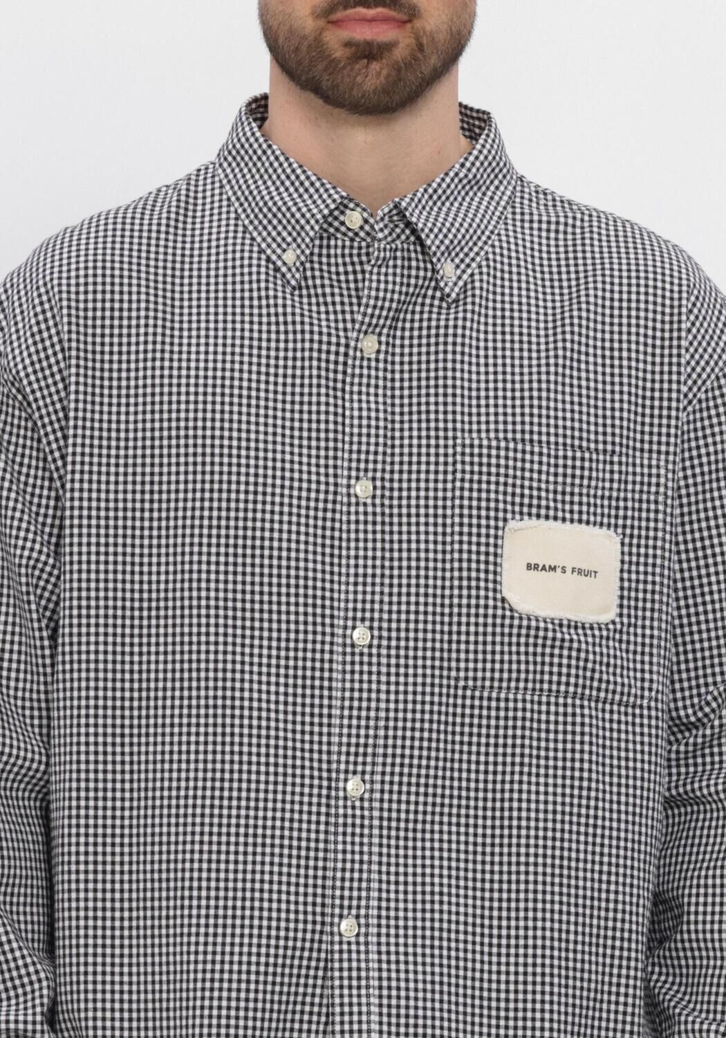 Zwarte BRAM'S FRUIT Overshirt DISTRESSED FARMER'S SHIRT LS - large