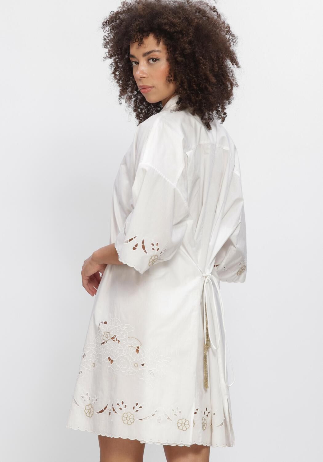 Witte FORTE FORTE Jurken LACE AND GLASS POPLINE BELTED SHIRT - large