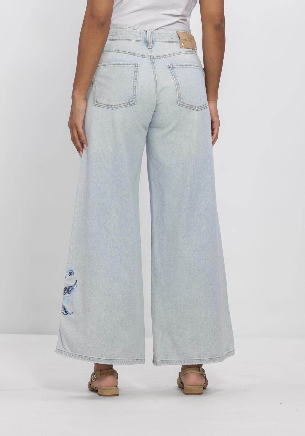 Blauwe CAMBIO Wide jeans PALAZZO CROPPED BLUMENSTICK - large