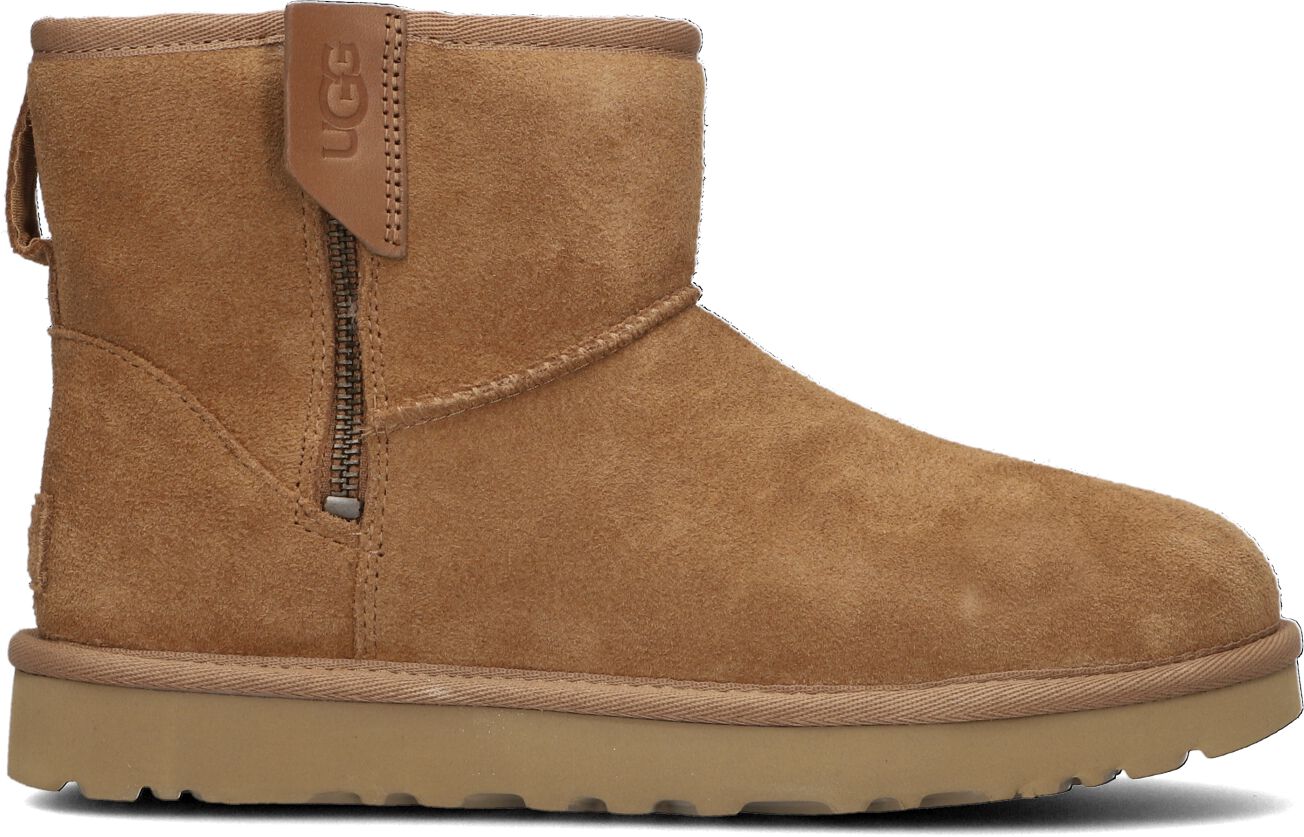 UGG Vachtlaarzen Dames Classic Mini Bailey Zip, Maat: 36, Materiaal: Suède, Kleur: Camel