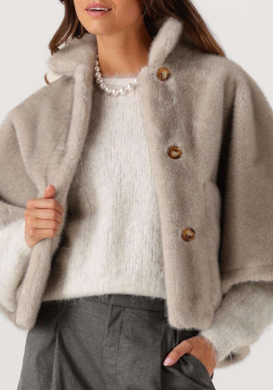 Taupe ALTER EGO Faux fur jas LENA - large