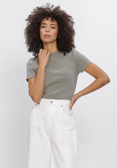 Grijze OLAF HUSSEIN T-shirt ESSENTIAL WASHED TEE - large