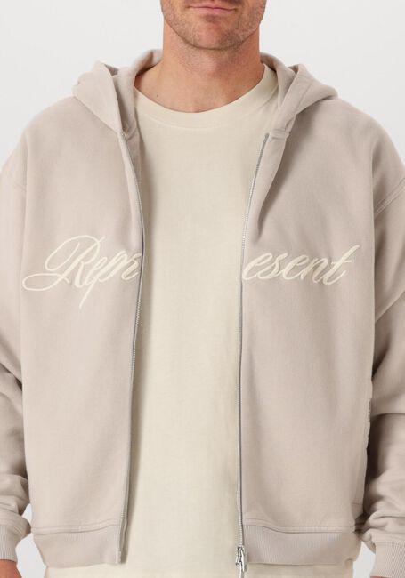 Grijze REPRESENT Vest SCRIPT LOGO ZIP HOODIE - large