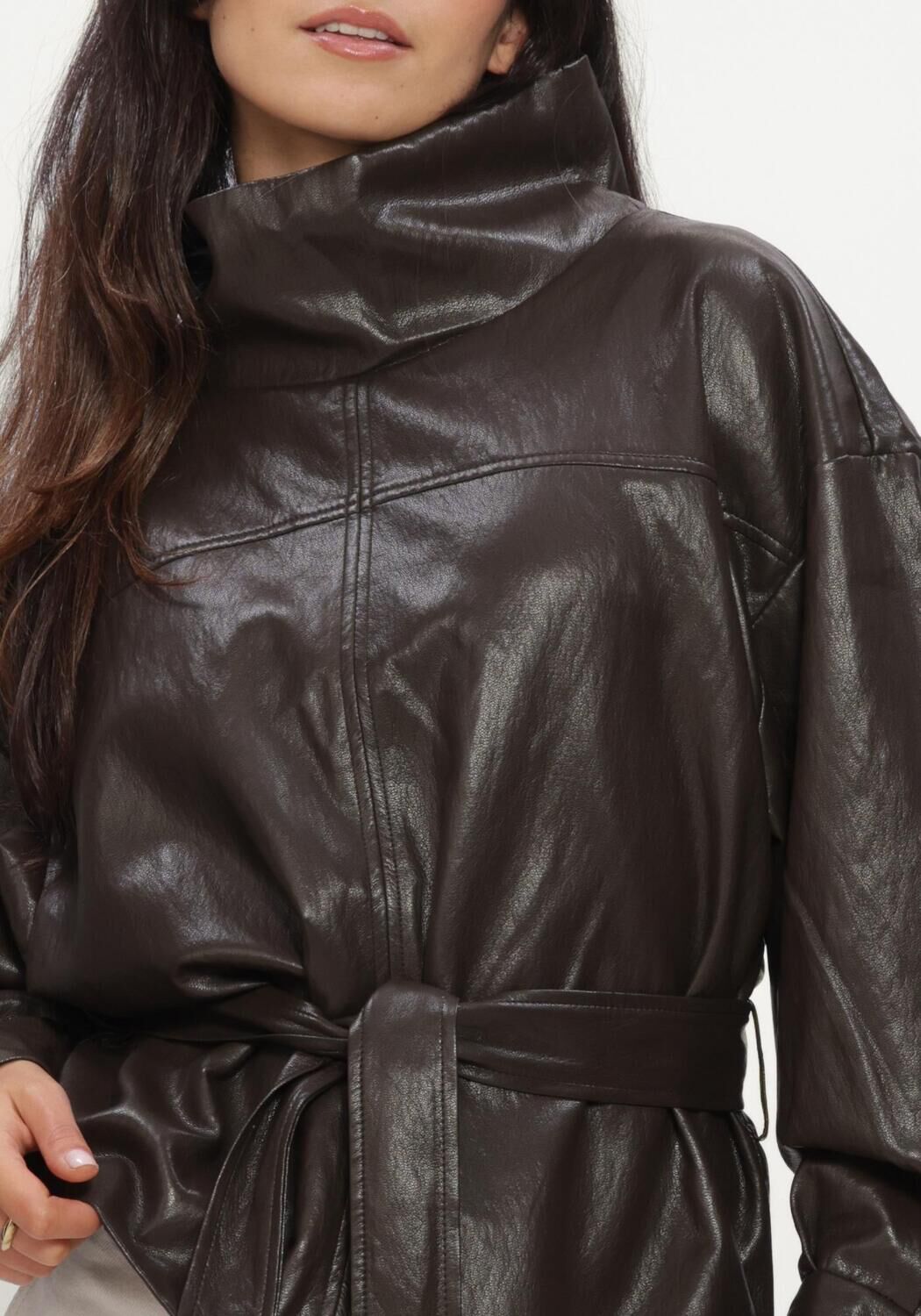Bruine CO'COUTURE Leren jas GITTCC FUNNEL NECK BLOUSE - large