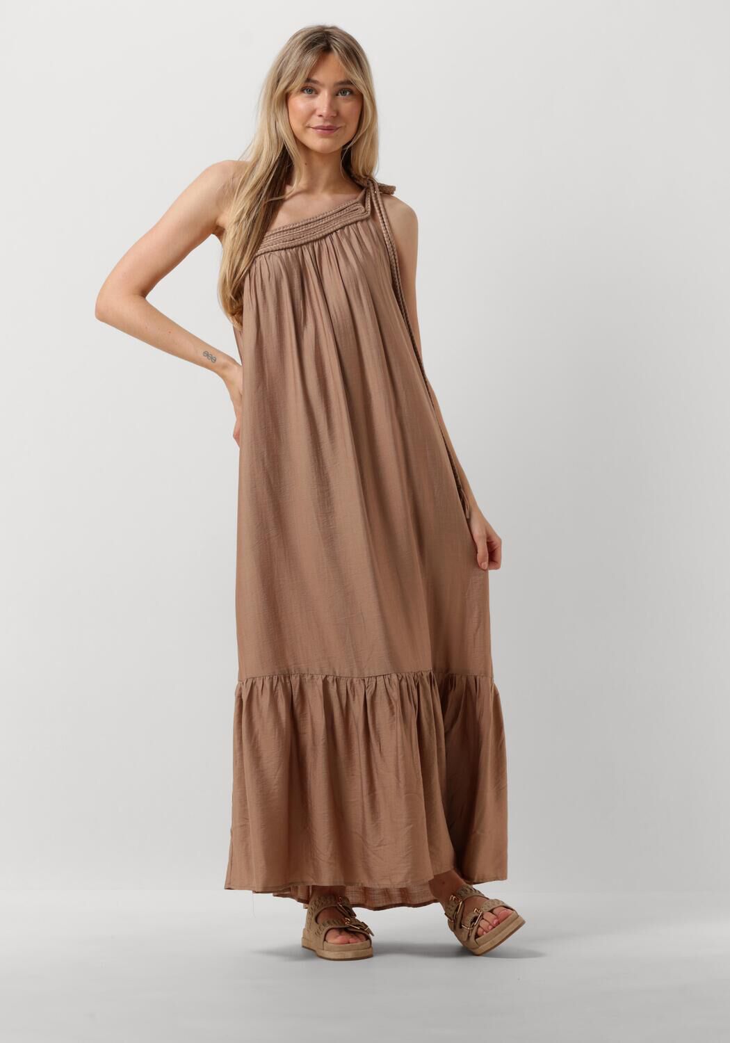 Co'Couture Midi Jurk Dames Hera Asym Dress, Maat: L, Kleur: Beige