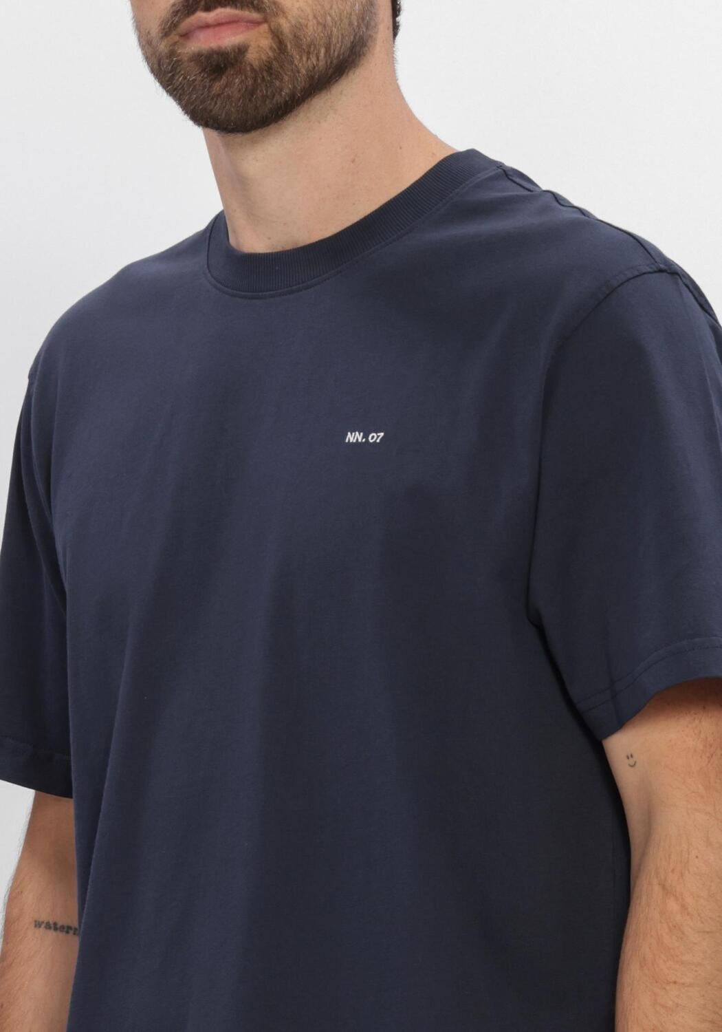 Donkerblauwe NN.07 T-shirt ADAM EMB T-SHIRT 3209 - large