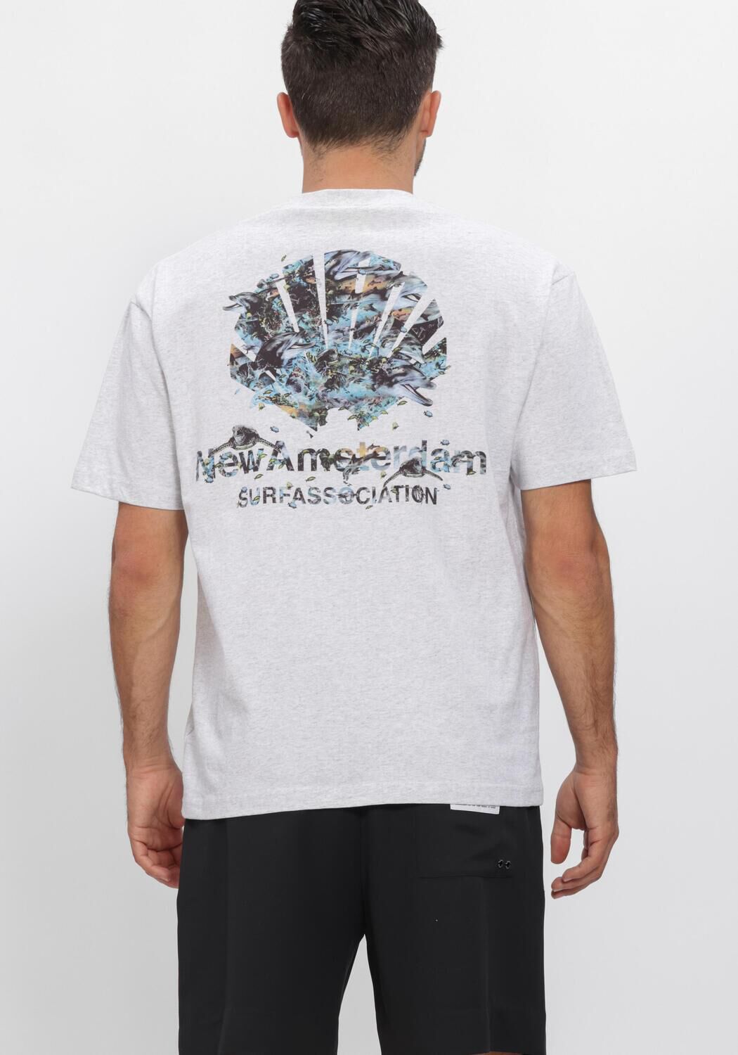 Lichtgrijze NEW AMSTERDAM SURF ASSOCIATION T-shirt DOLPHIN TEE - large
