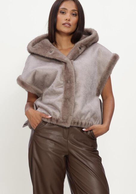 Taupe STUDIO AR Faux fur jas OLENA FAUX MINK - large