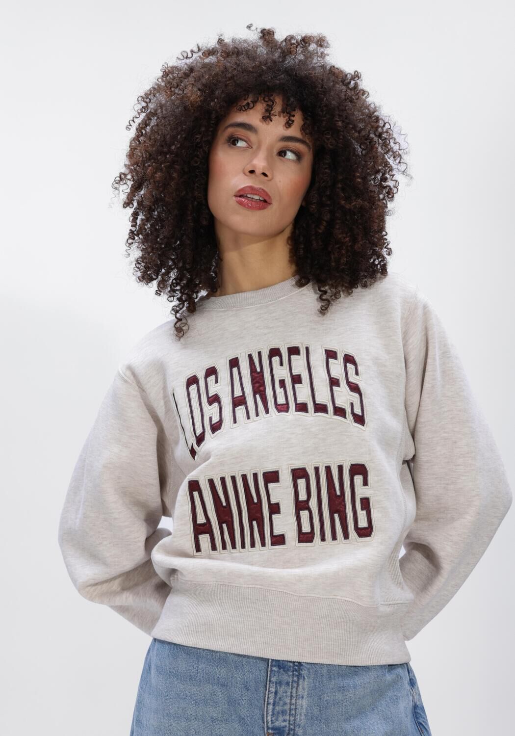 Zand ANINE BING Sweater HARRY SHRUNKEN SWEATSHIRT LA OATMEAL MELANGE - large