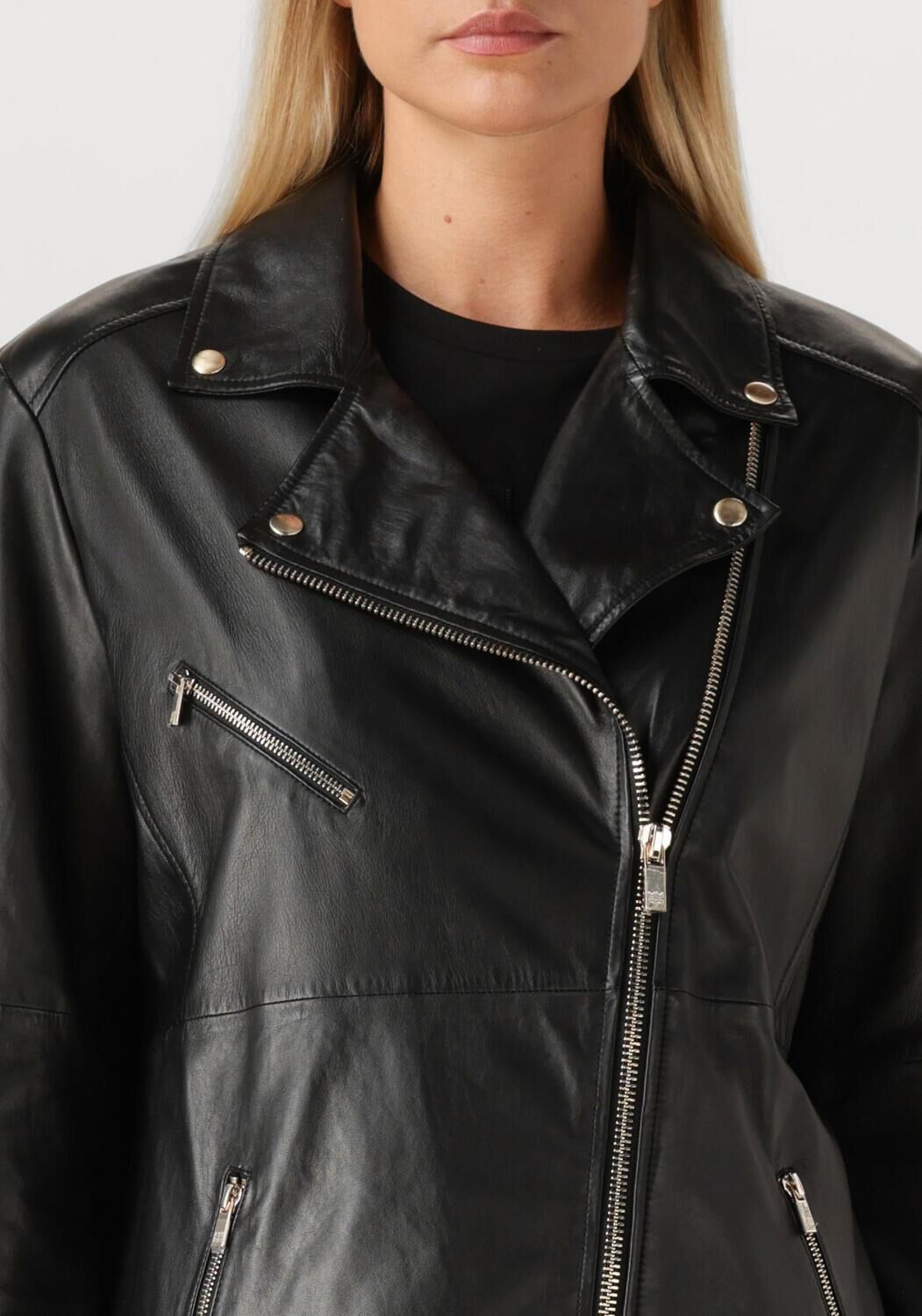 Zwarte RIANI Leren jas 572010-9027 - large