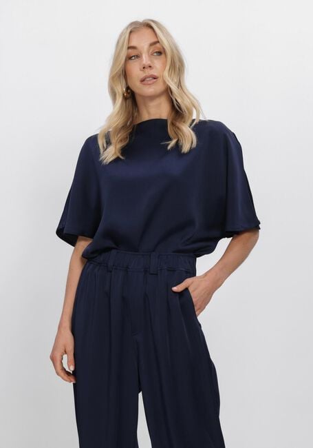 Donkerblauwe SEA ME HAPPY Top MERCEDES TOP SATIN CREPE - large