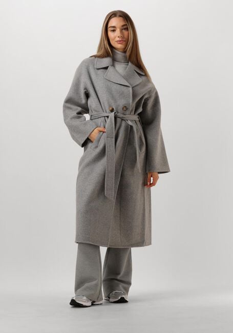 Grijze SUMMUM Mantel LONG COAT WOOL CLASSIC - large