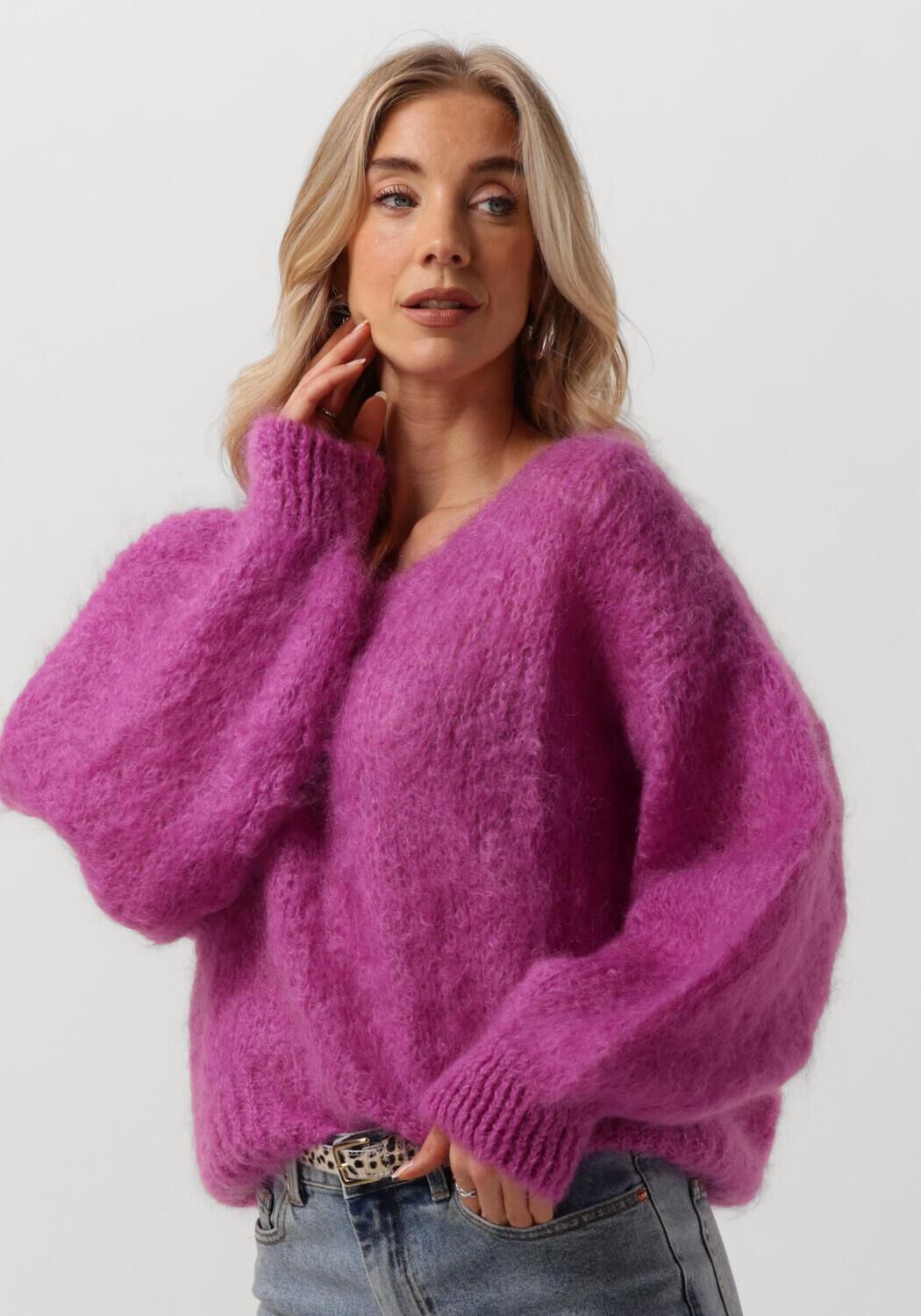 American Dreams Trui Dames Milana Ls Mohair Knit, Maat: L, Kleur: Paars