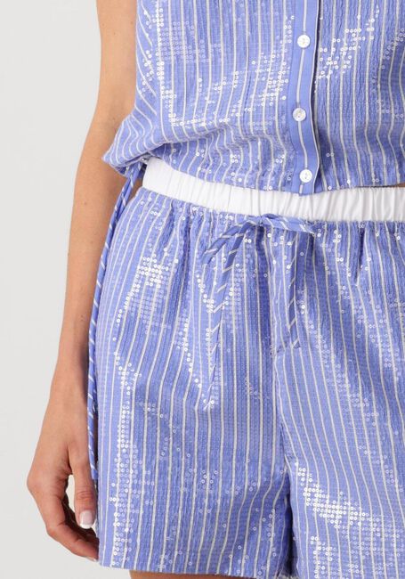 Lichtblauwe DANTE6 Korte broek BRYSON EMBELLISHED STRIPE SHORTS - large