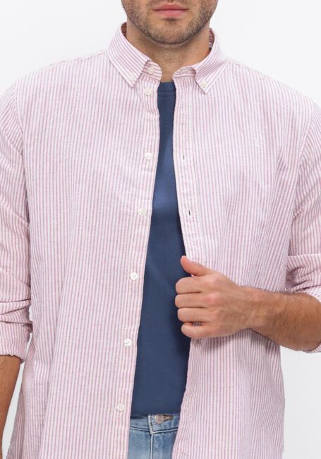 Roze LES DEUX Casual overhemd KONRAD STRIPE COTTON LINEN SHIRT - large