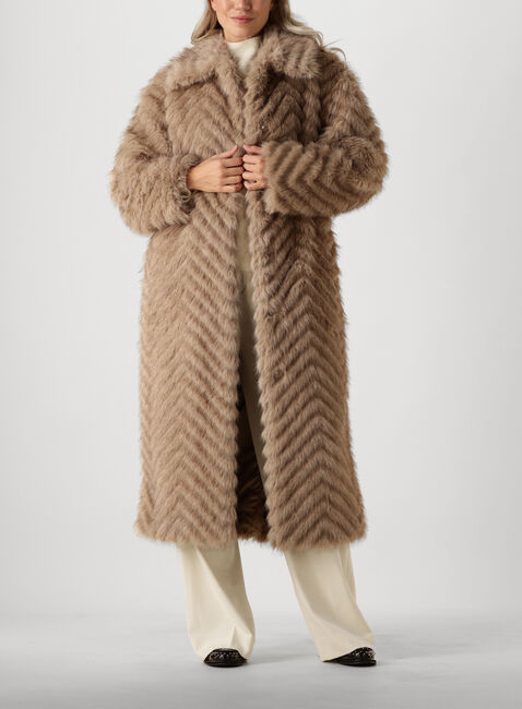 Beige STAND STUDIO Faux fur jas WYNTHER COAT - large