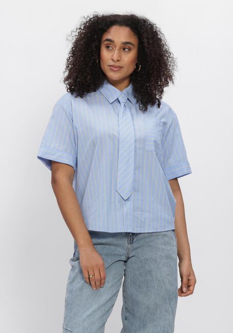 Blauwe CO'COUTURE Blouses SIMOCC STRIPE SS TIE SHIRT - large