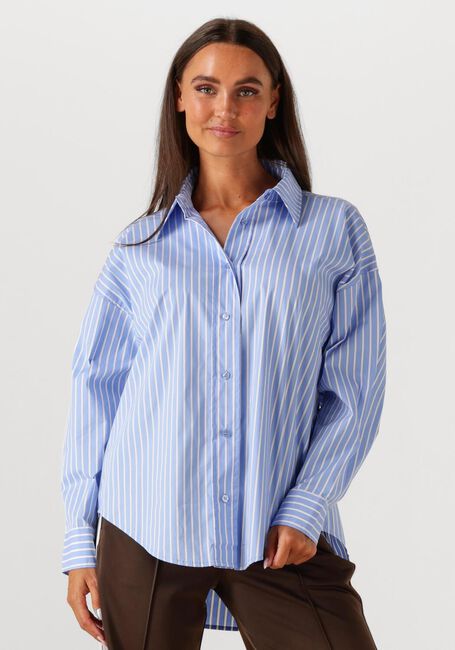 Lichtblauwe HAUTE L'AMITI&Eacute; Blouses BOW CANDY TWIST STRIPE SHIRT - large