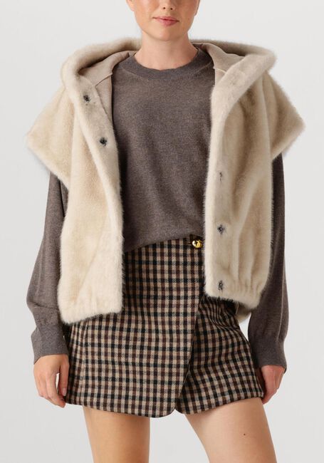 Beige STUDIO AR Gilet OLENA FAUX MINK - large