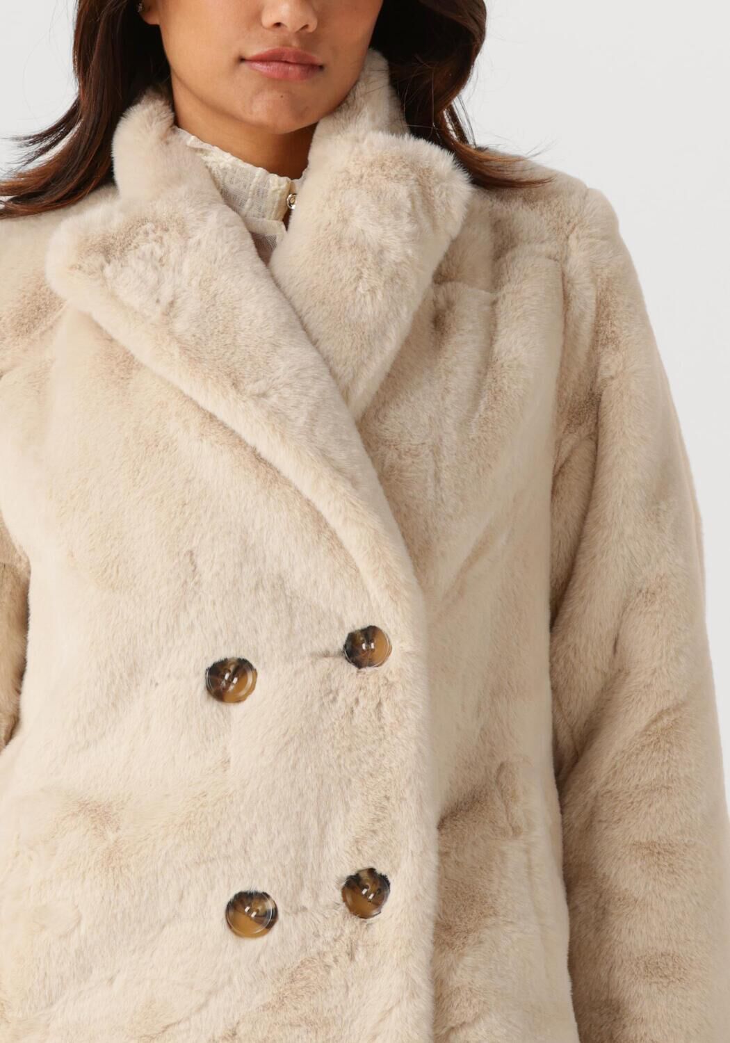 Ecru IBANA Faux fur jas CAMILLE - large