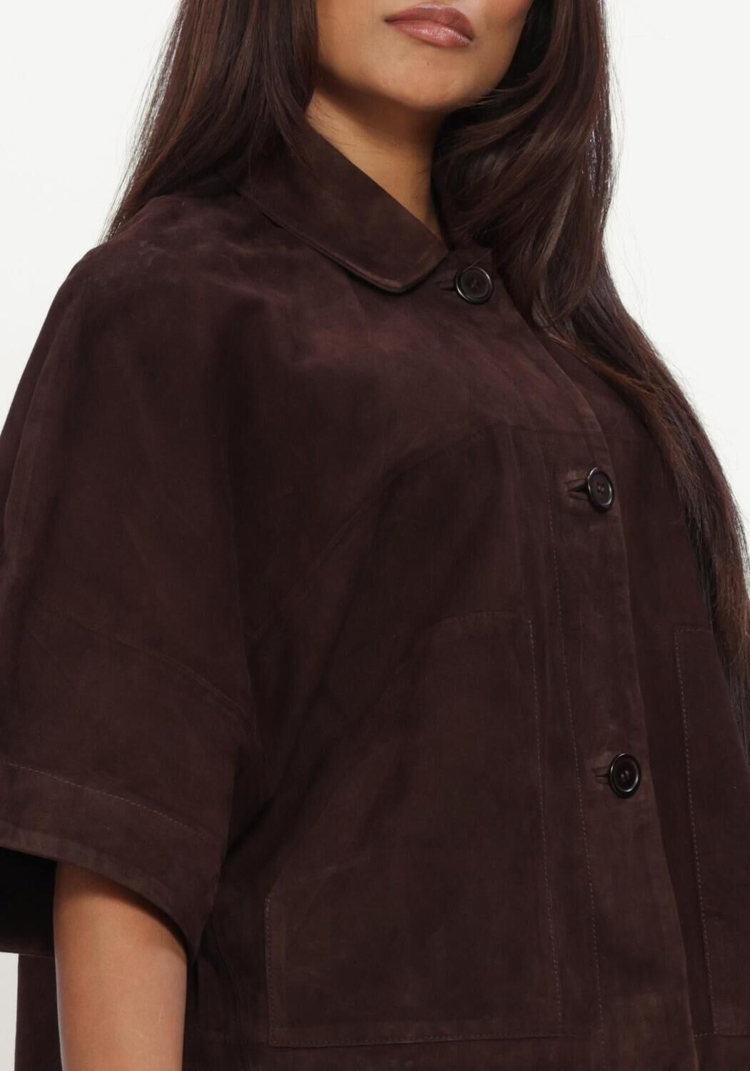 Bruine ALTER EGO Leren jas LENA SUEDE CAPE - large