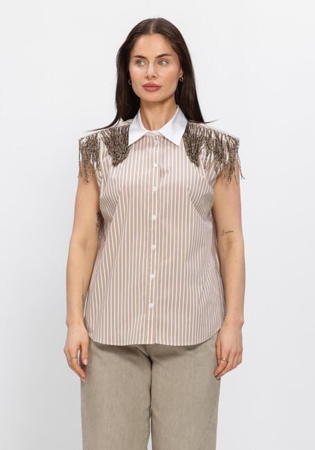 Beige DANTE6 Blouses RHOBIN SLEEVELESS FRINGE DETAI SHIRT - large