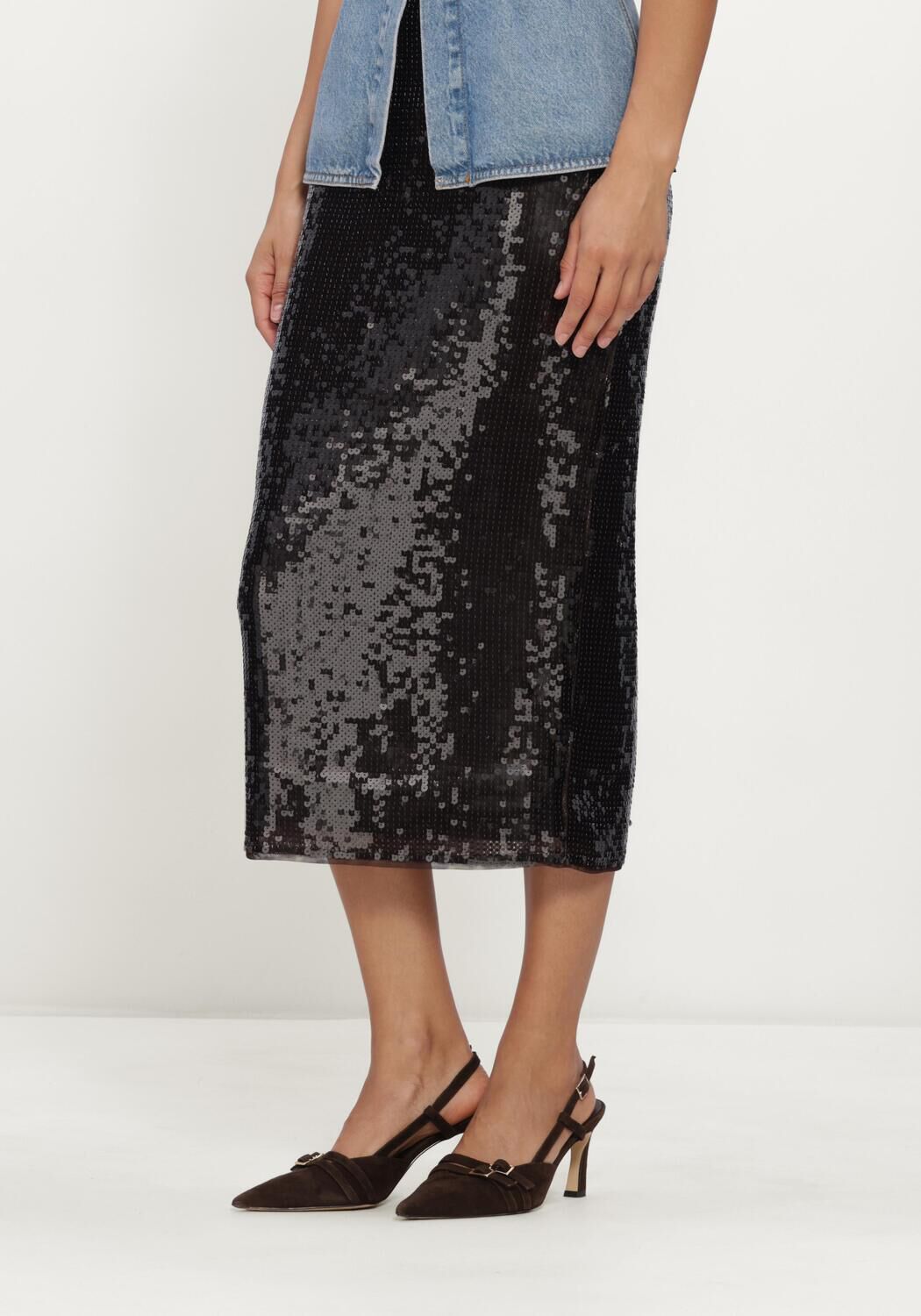Zwarte ROTATE Midirok SEQUINS PENCIL SKIRT - large
