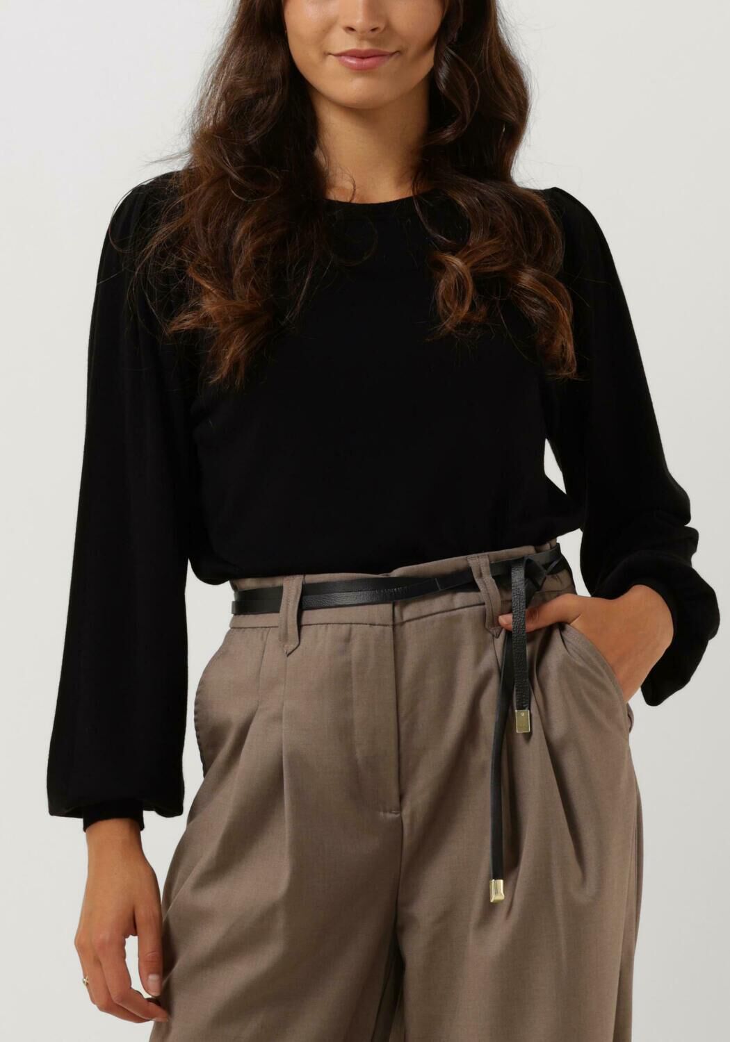 Zwarte SUMMUM Sweater PUFFY SLEEVE SWEATER BASIC KNIT Assem
