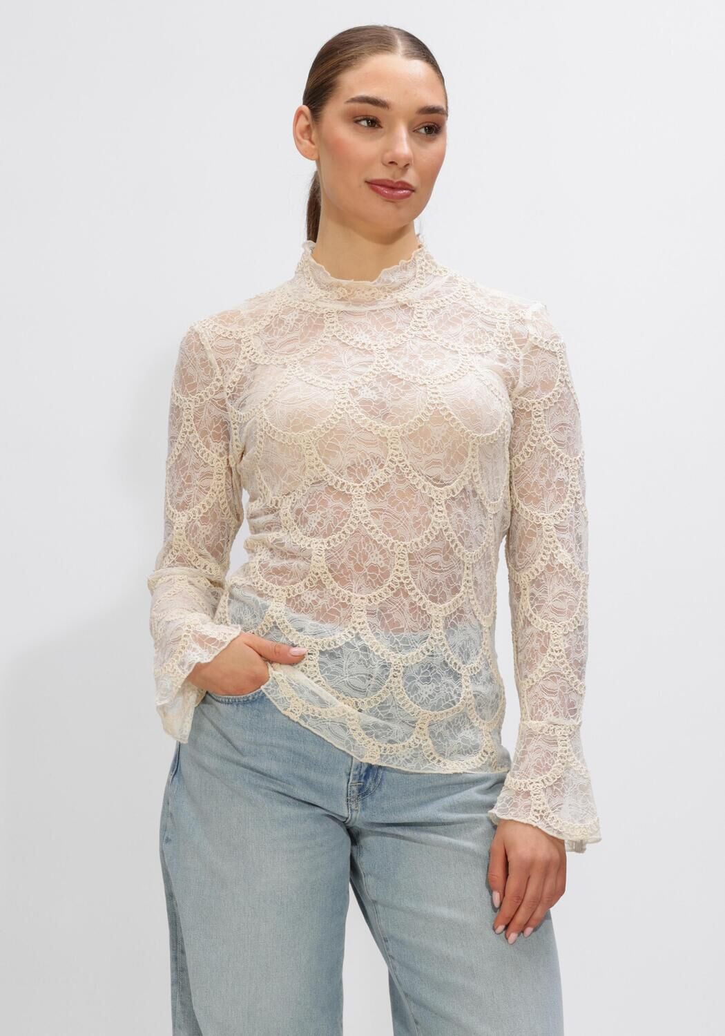 Bruuns Bazaar Top Dames Deodarabbsuzi Blouse, Maat: 42, Kleur: Creme afbeelding 1