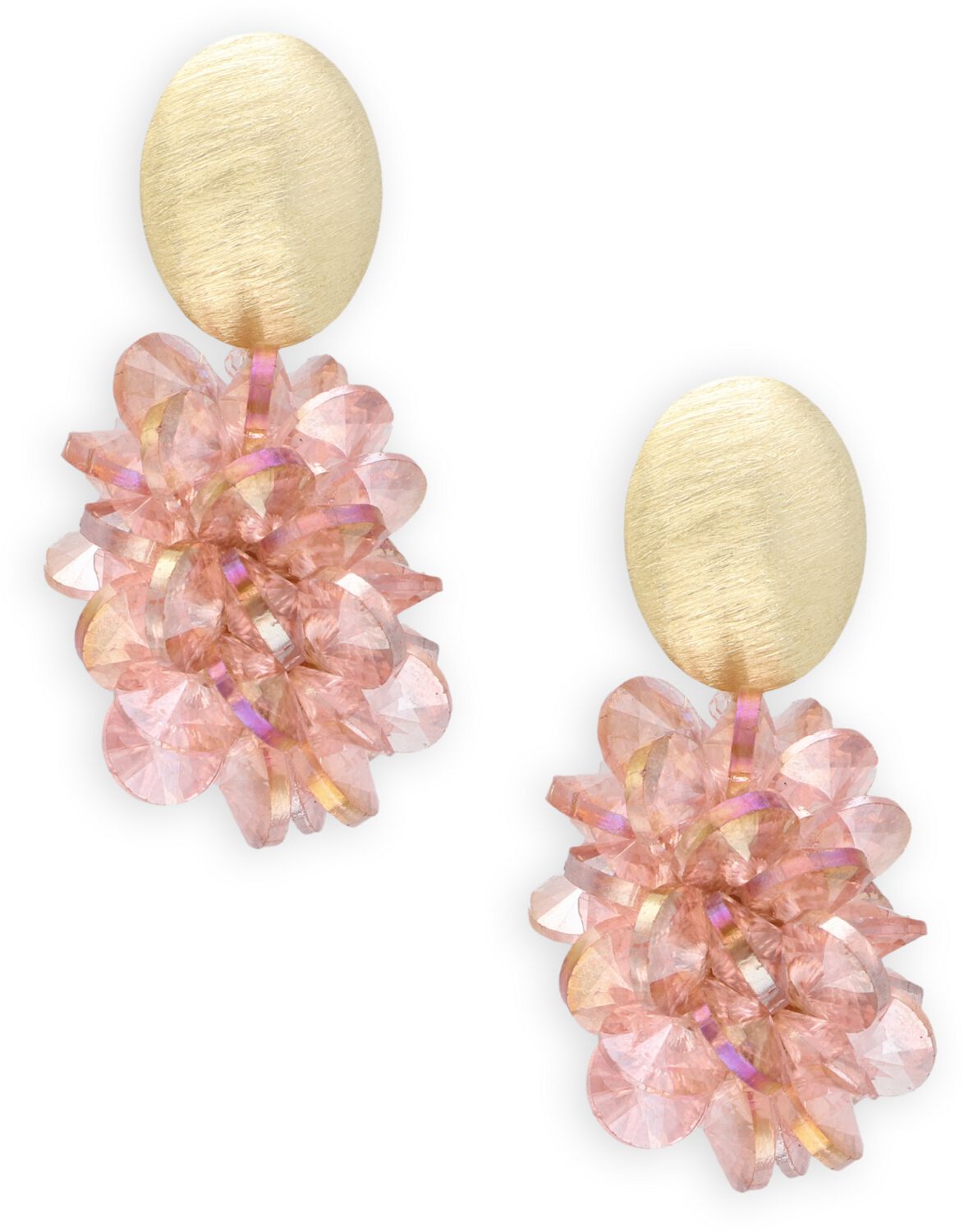 LOTT. gioielli Oorbellen Dames Thick Oval Crystal Sequins, Materiaal: Stainless steel, Kleur: Roze afbeelding 1