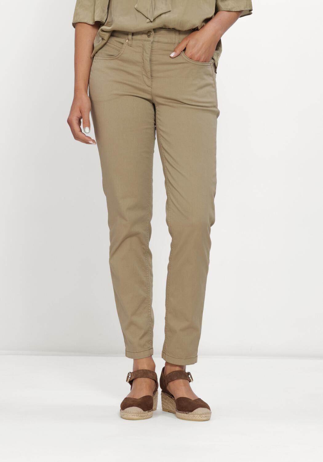 Khaki LUISA CERANO Lange broeken HIGH-STRETCH-COLOUR-DENIM - large