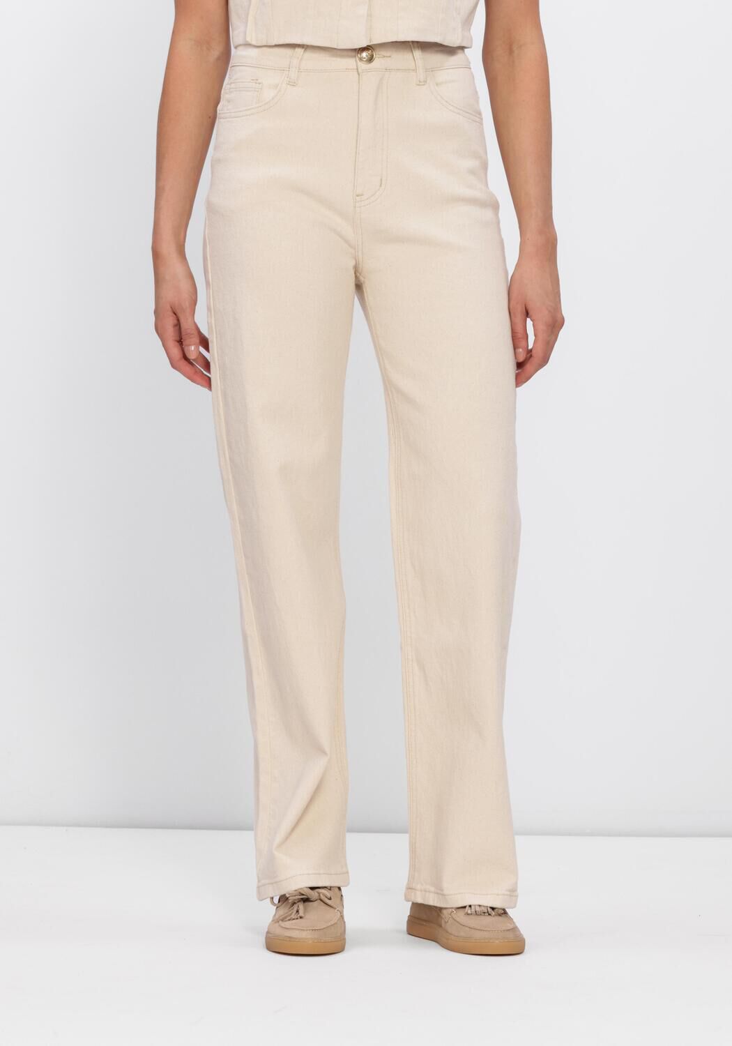 Amaya Amsterdam Straight Leg Jeans Dames Pip, Maat: L, Kleur: Ecru afbeelding 1