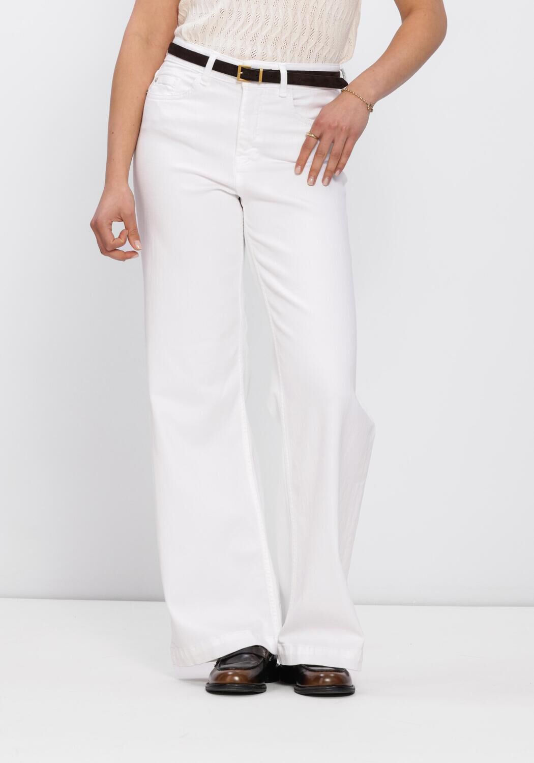 Mos Mosh Wide Jeans Dames Mmdara Deluxe Jeans, Maat: 33/32, Kleur: Wit afbeelding 1