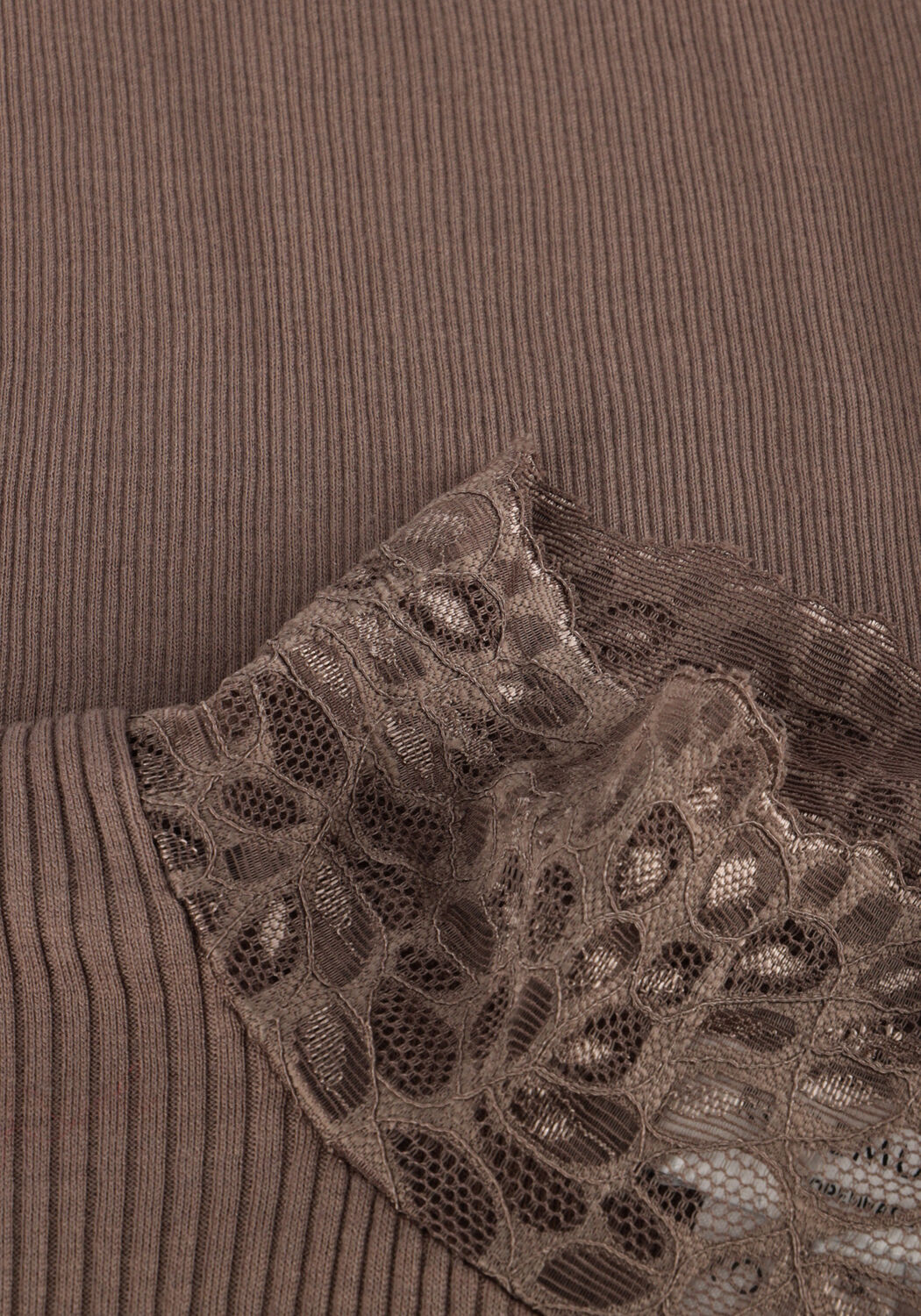 Taupe ROSEMUNDE Top BEATHA LS REGULAR LACE - large