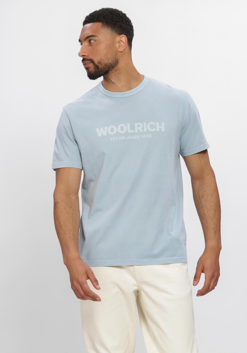 Lichtblauwe WOOLRICH T-shirt LIGHT GD T-SHIRT - large