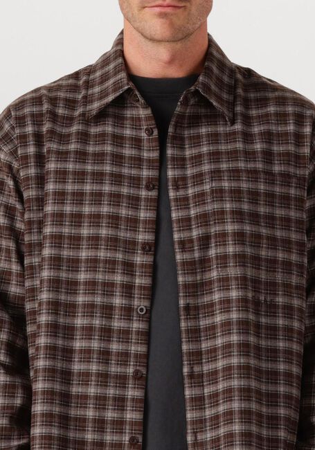 Bruine OLAF HUSSEIN Casual overhemd PLAID BOXY SHIRT - large